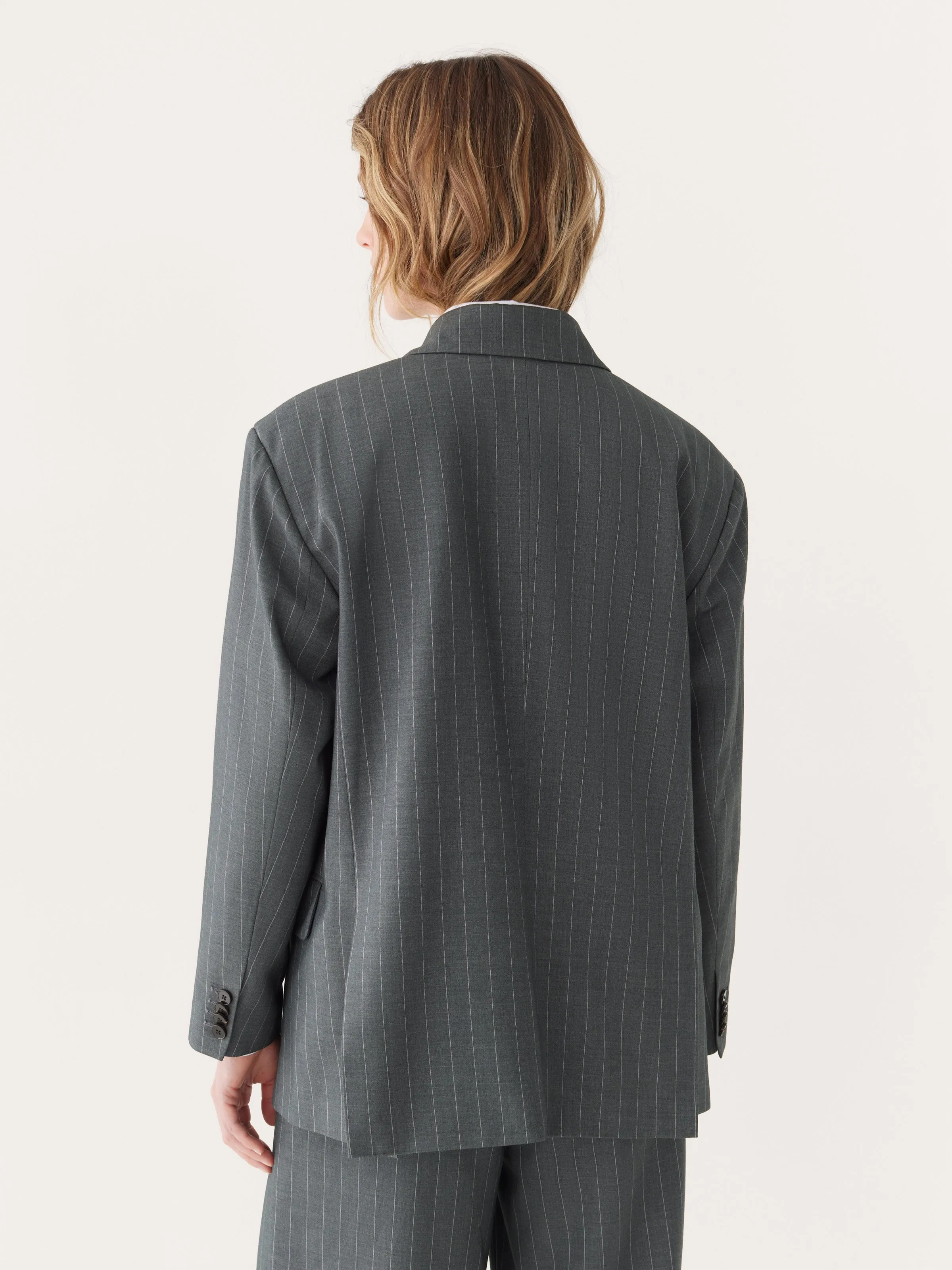 The Pinstripe Blazer in Cool Grey