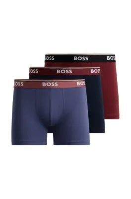 Three-pack of stretch-cotton boxer briefs with logo waistbands