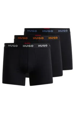 Three-pack of stretch-cotton boxer briefs with logos