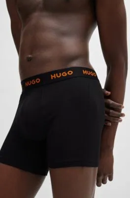 Three-pack of stretch-cotton boxer briefs with logos