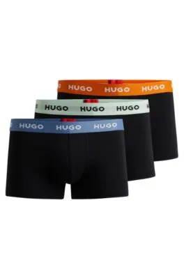 Three-pack of stretch-cotton trunks with logo waistbands