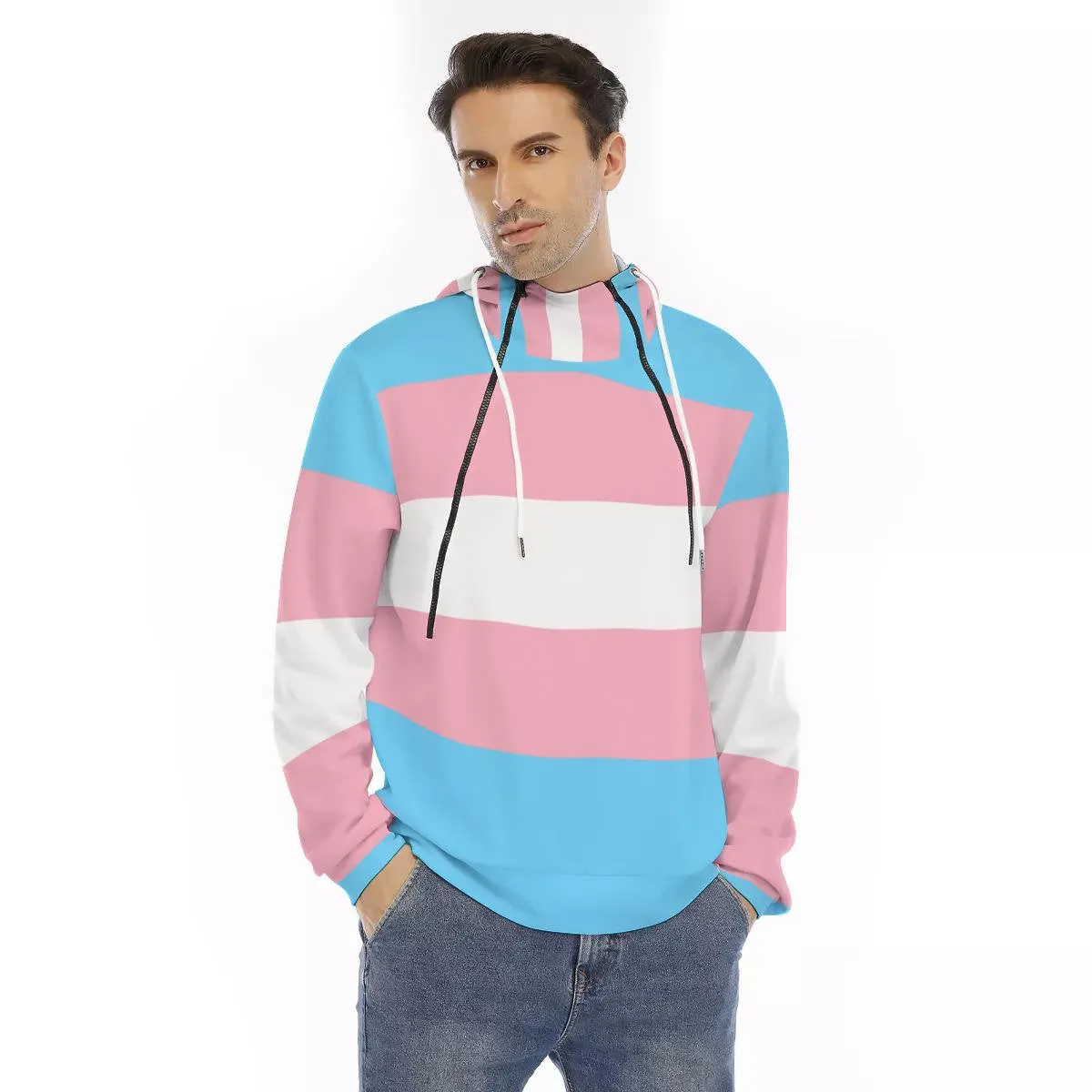 Trans Coloured Trans Pride Double-Zipper Comfy Boyfriend Hoodie