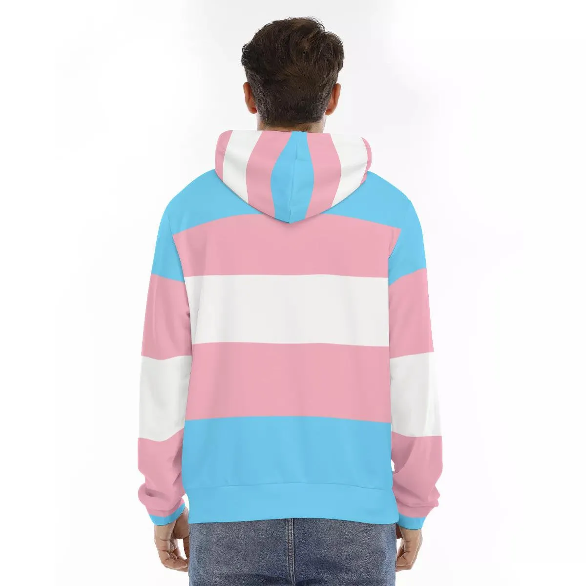 Trans Coloured Trans Pride Double-Zipper Comfy Boyfriend Hoodie