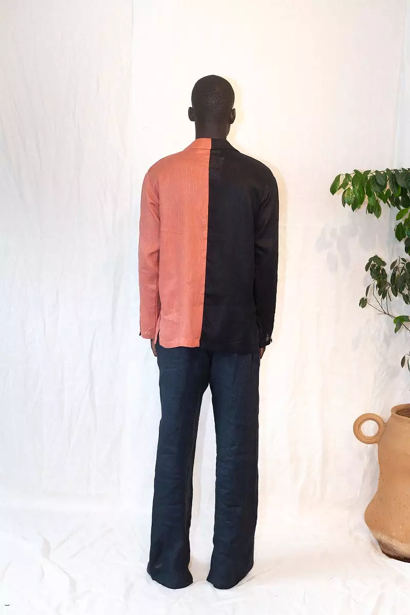 Un Cote Shirt +Faroter  Pants  - Salmon and Black