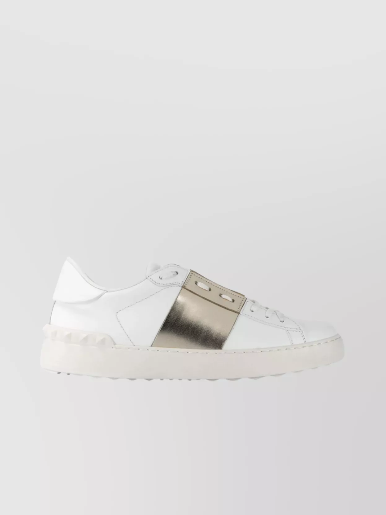 Valentino Garavani   Striped metallic studded sneakers