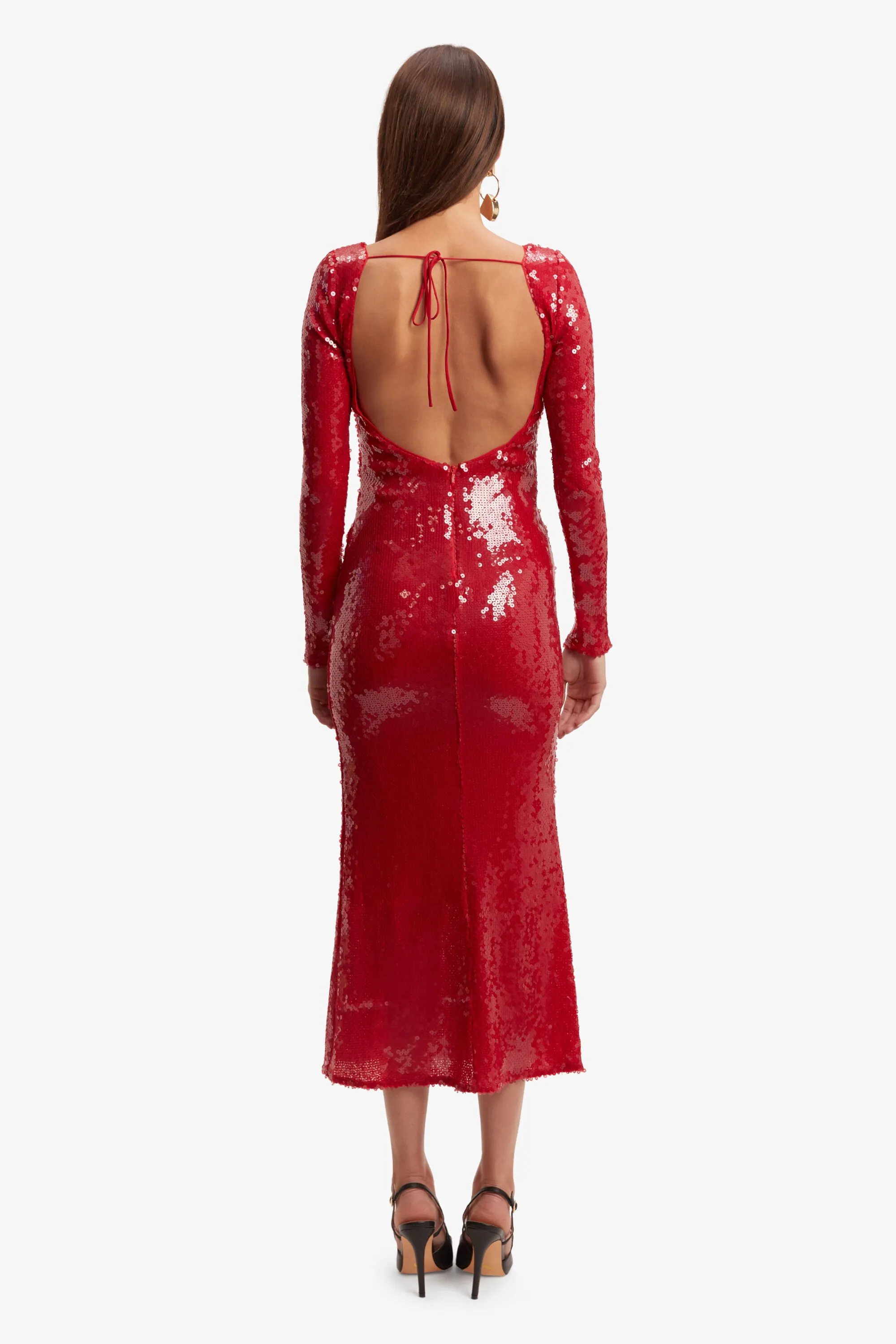 verona sequin maxi dress in deep red