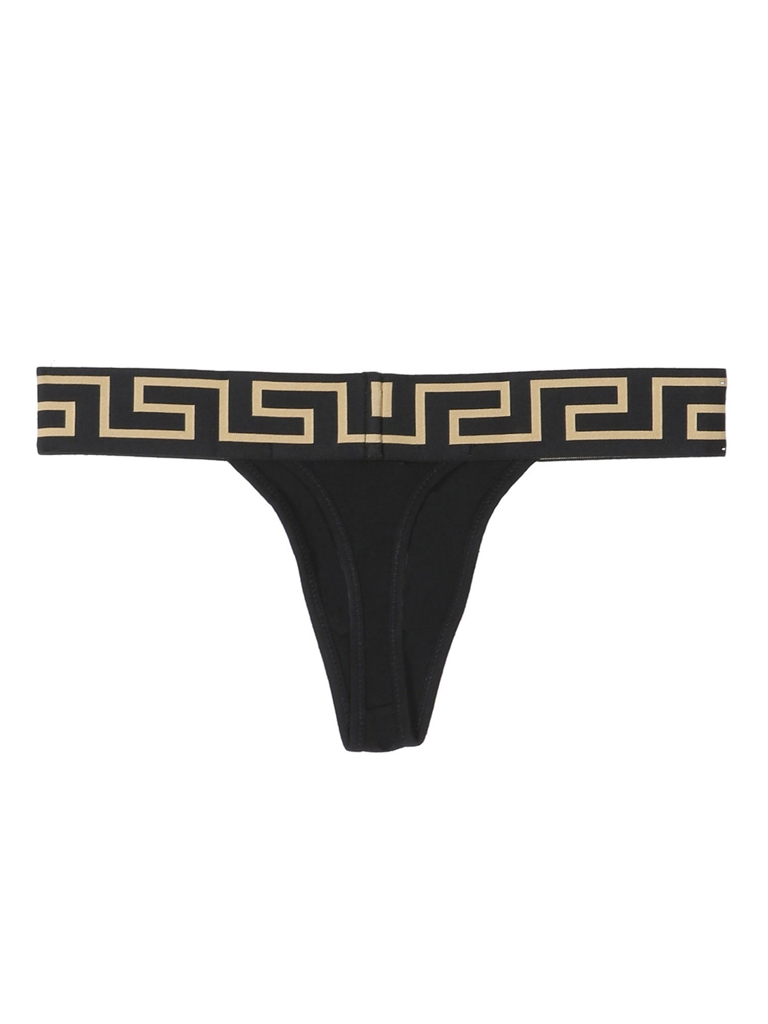 VERSACE    STRETCH COTTON THONG WITH GREEK AND MEDUSA