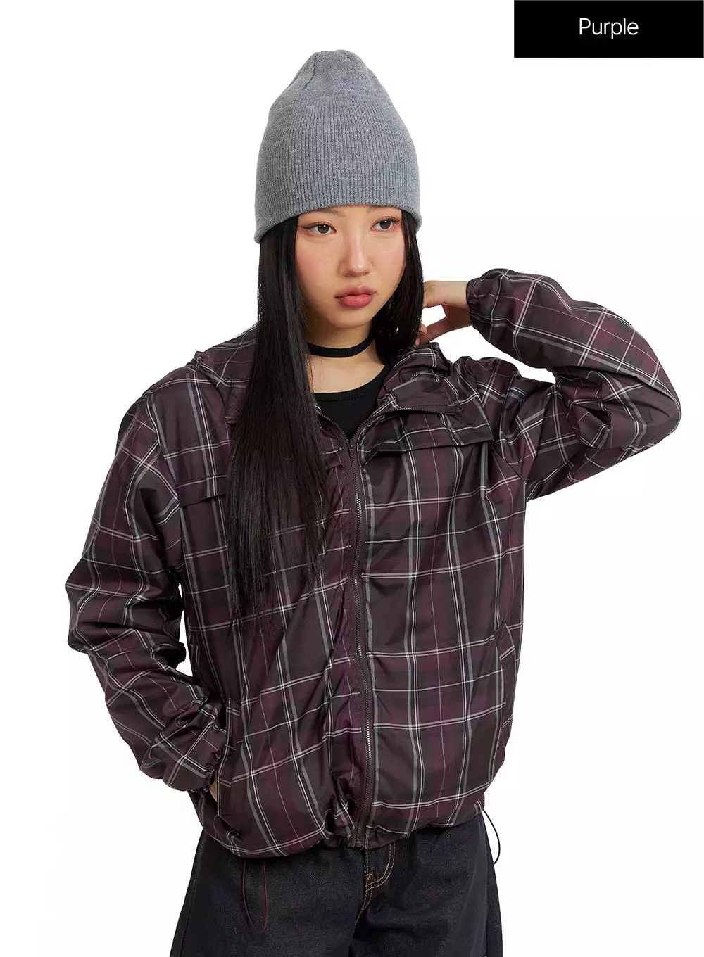 Vintage Checkered Zip-Up Hoodie Jacket CF408