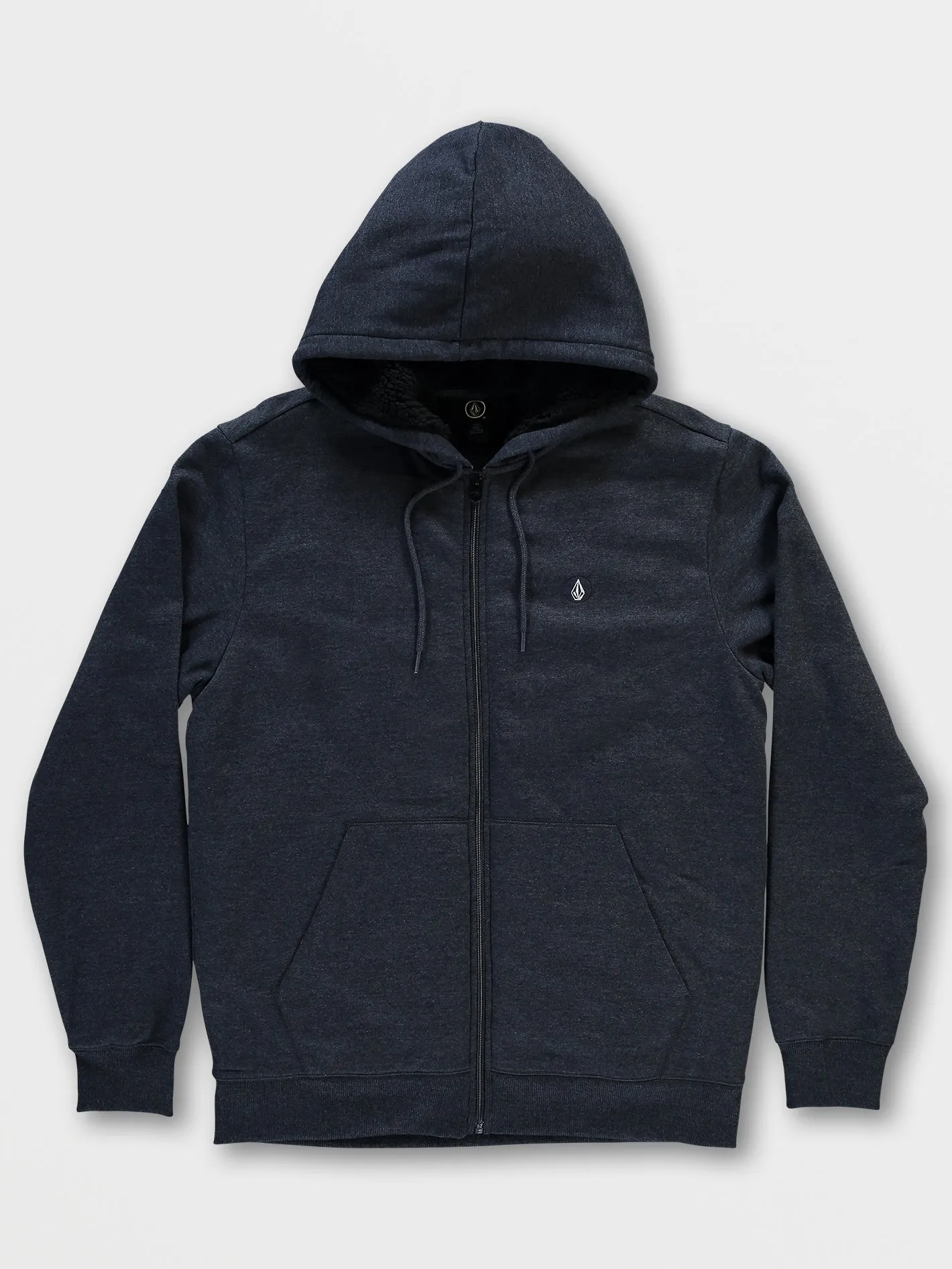 Volcom Foreman Zip Sherpa Fleece Hoodie Navy Heather