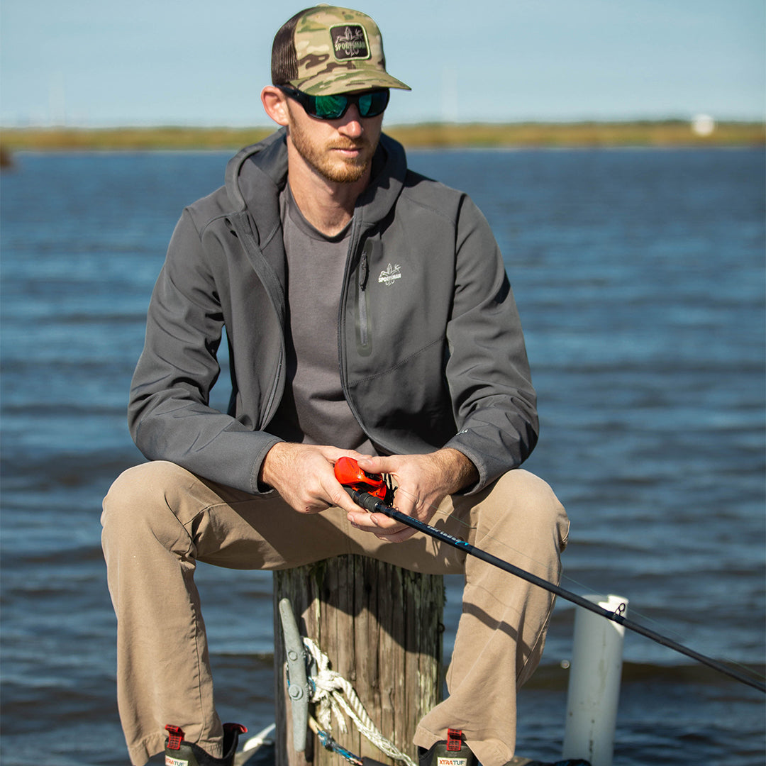 W3 Outbound Full Zip Hoodie: Mid weight Windproof Fishing Hoodie with Face Mask Full Zip