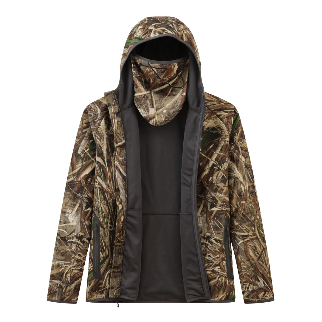 W3 Outbound Full Zip Hoodie: Mid weight Windproof Fishing Hoodie with Face Mask Full Zip