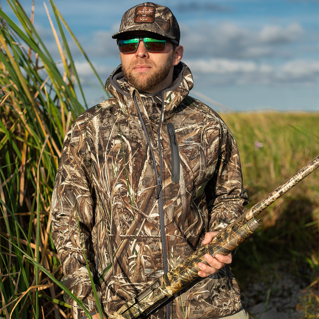 W3 Outbound Full Zip Hoodie: Water Resistant Hunting Hoodie with Face Mask