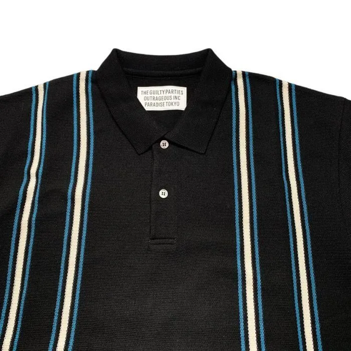 WACKO MARIA  |Stripes Silk Street Style Cotton Short Sleeves Logo Polos