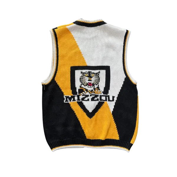 WESTSIDE STOREY VINTAGE | VINTAGE 80S MISSOURI TIGERS MU KNIT SWEATER VEST- BLACK/WHITE/GOLD