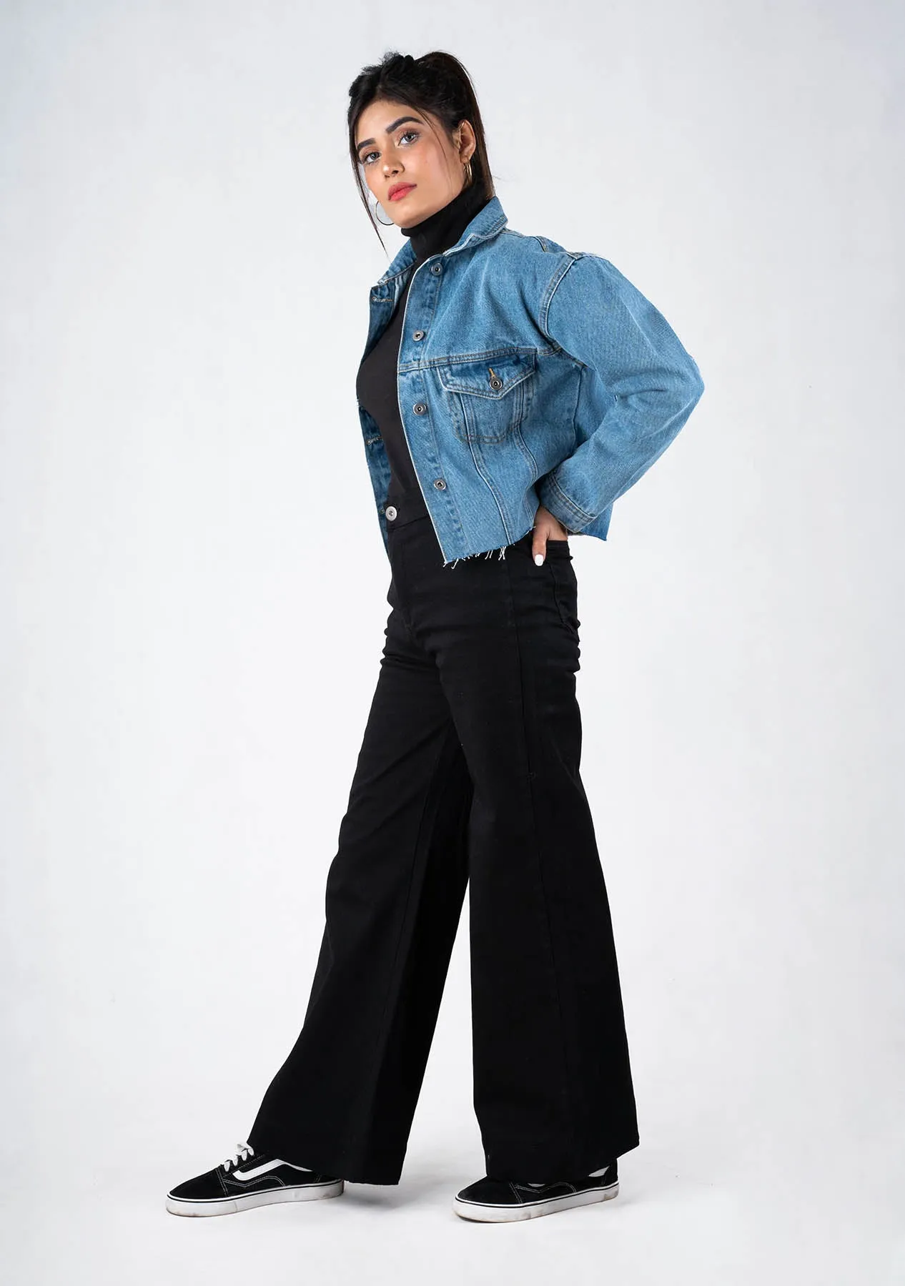 Wide Leg Bootcut Pant - black