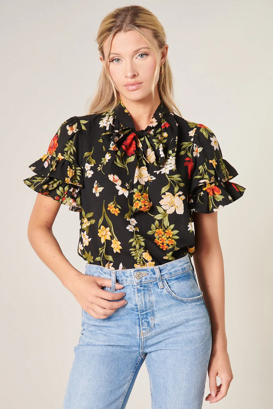 Willa Tie Neck Bianca Blouse