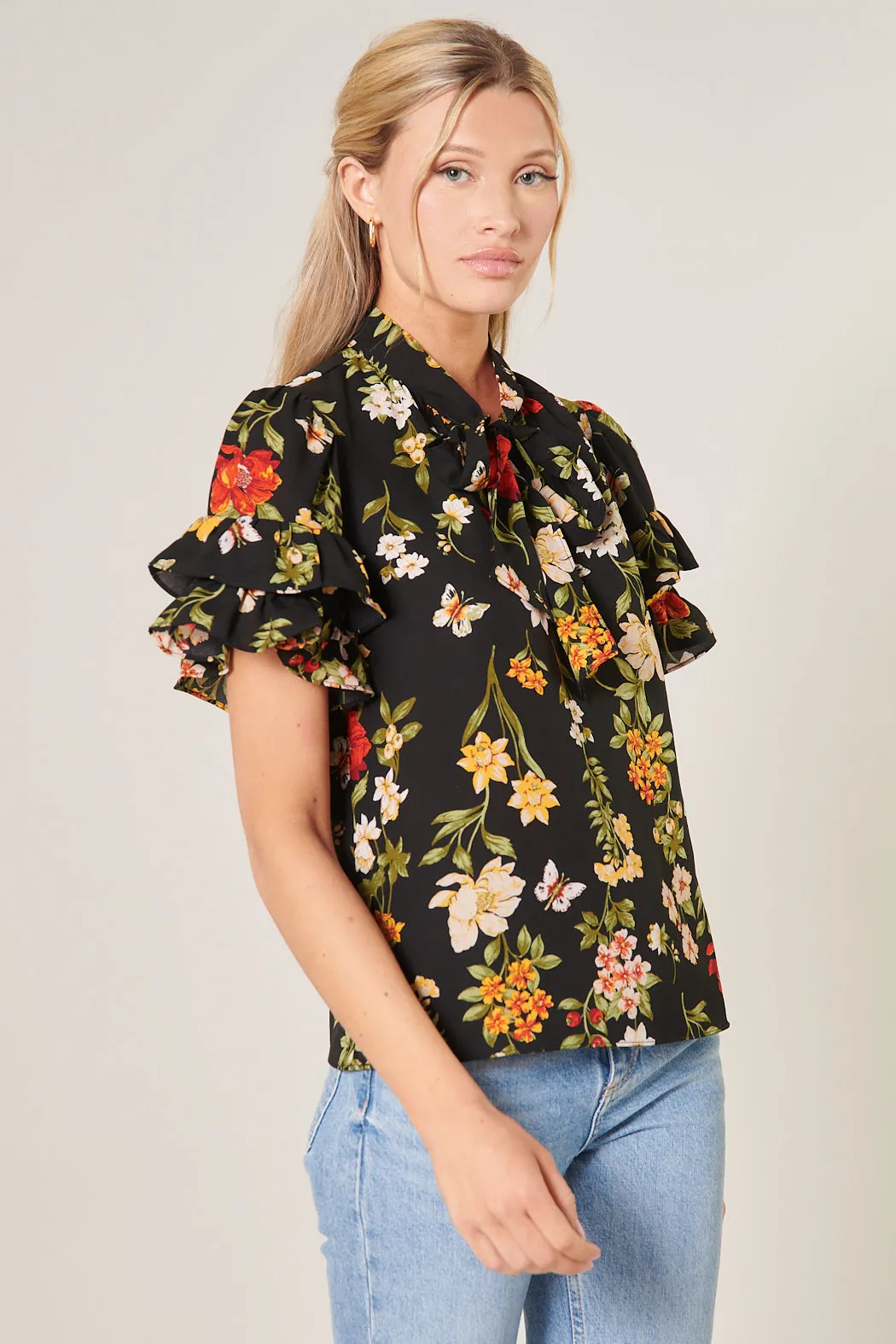 Willa Tie Neck Bianca Blouse