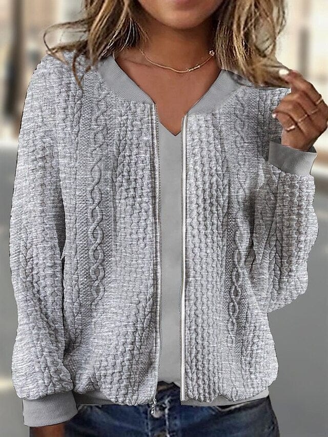 Women's Cozy Textured Zip Up Sweatshirt for Fall & Winter