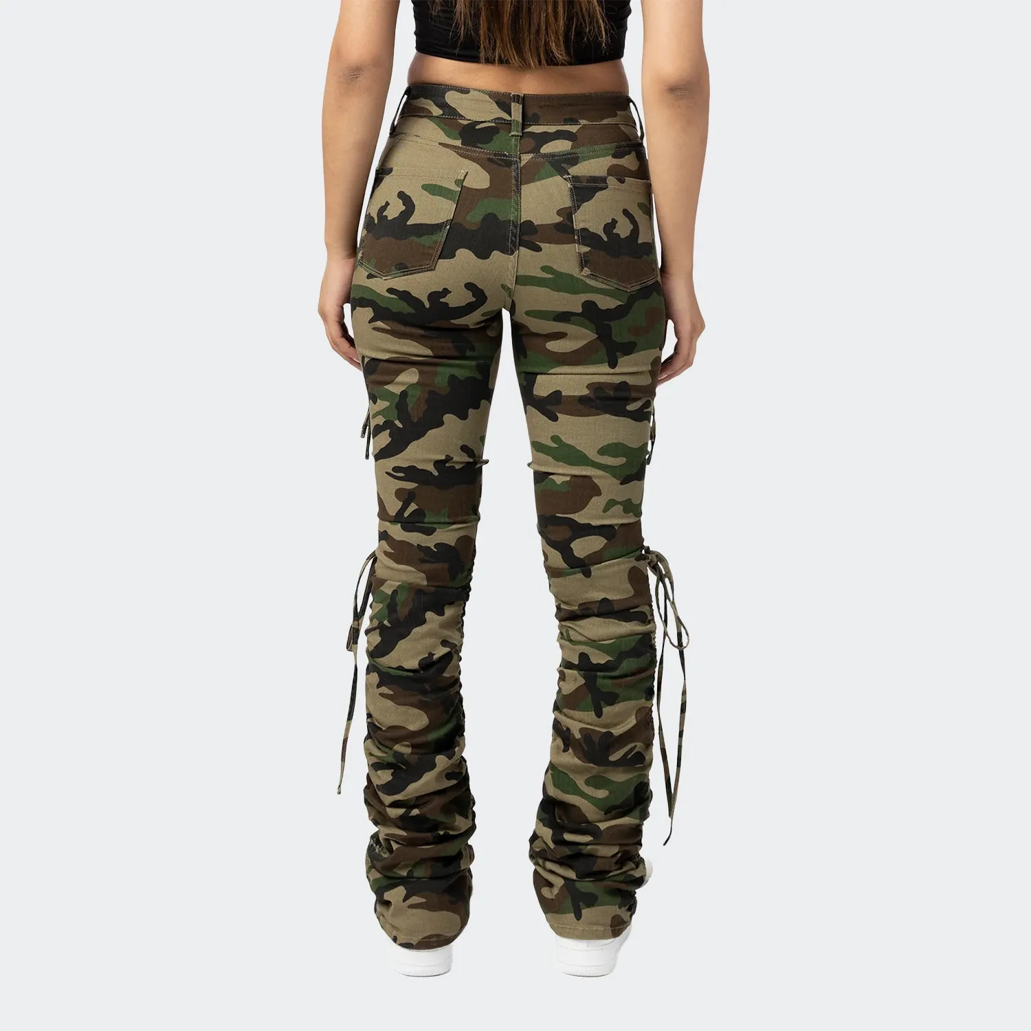 Women's Smoke Rise Red High Rise Strap Bootcut Twill Pants Wood Camo