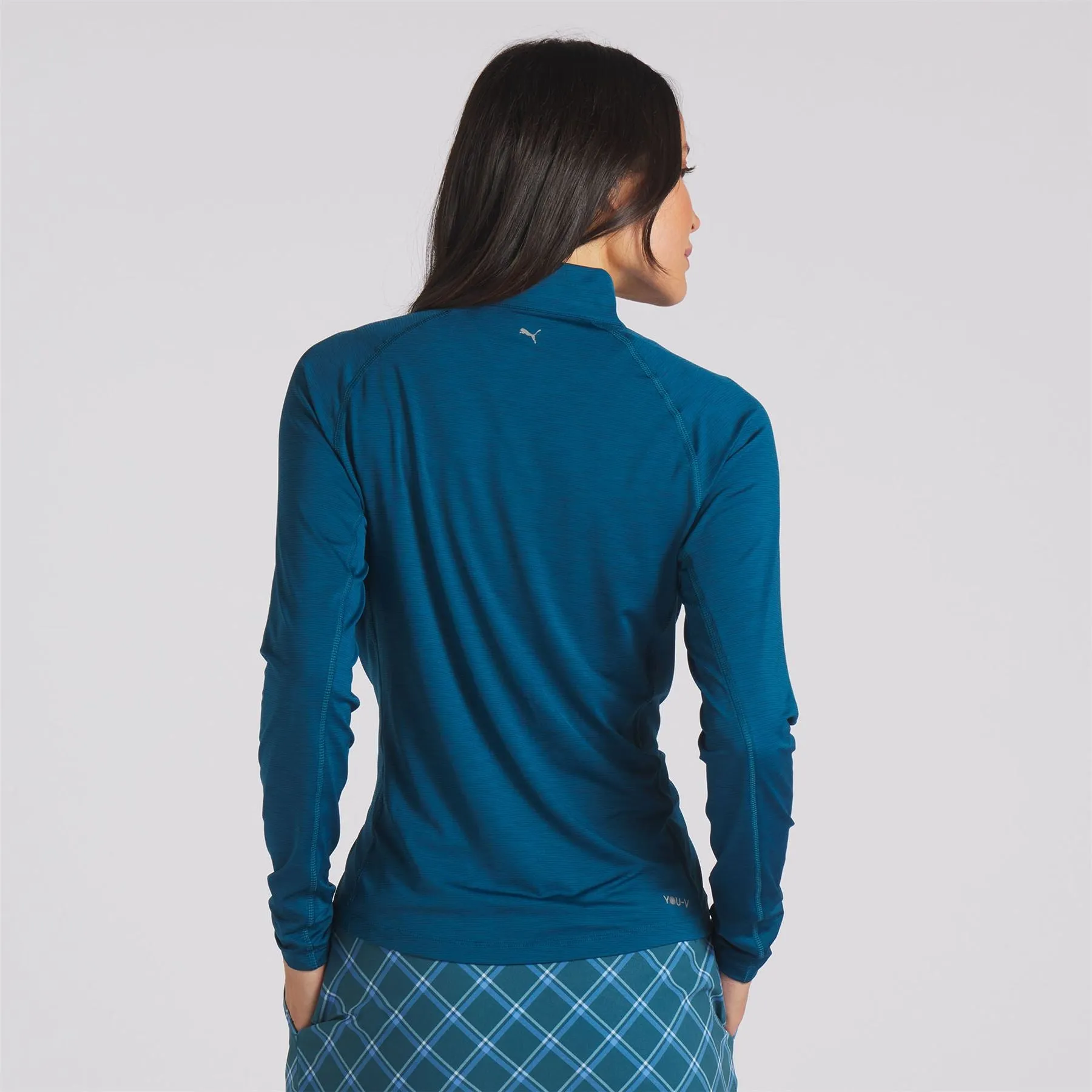 Womens You-V Solid Quarter Zip Mid Layer Blue - SS24