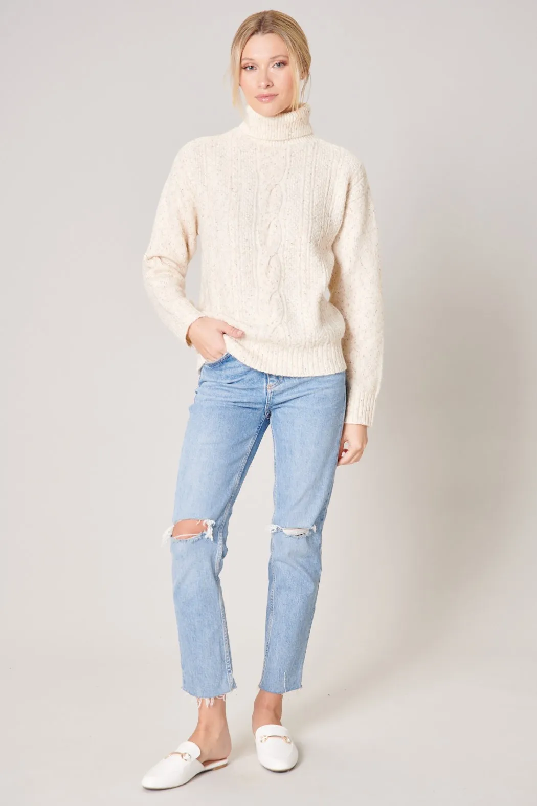 Wonderland Cable Knit Turtleneck Sweater