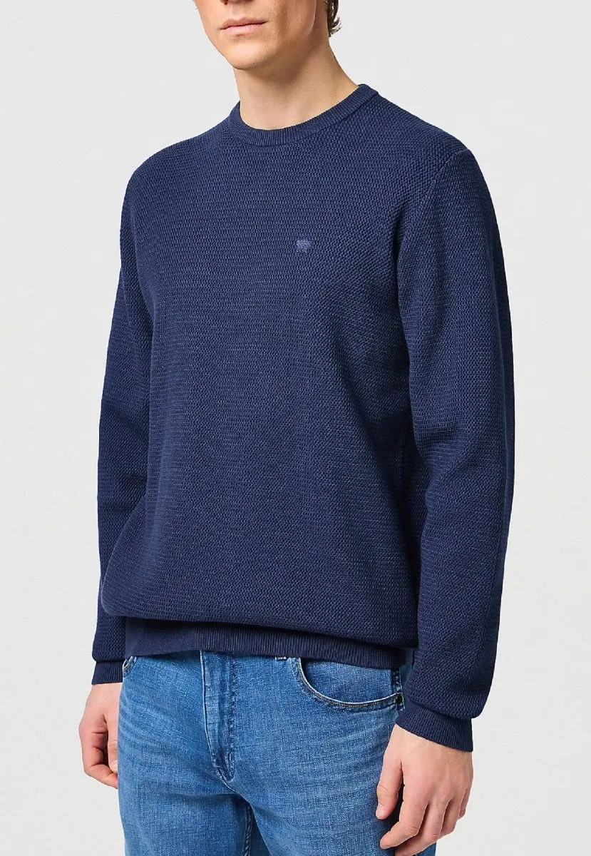 Wrangler Crew Neck Cotton Knit Jumper Black Iris