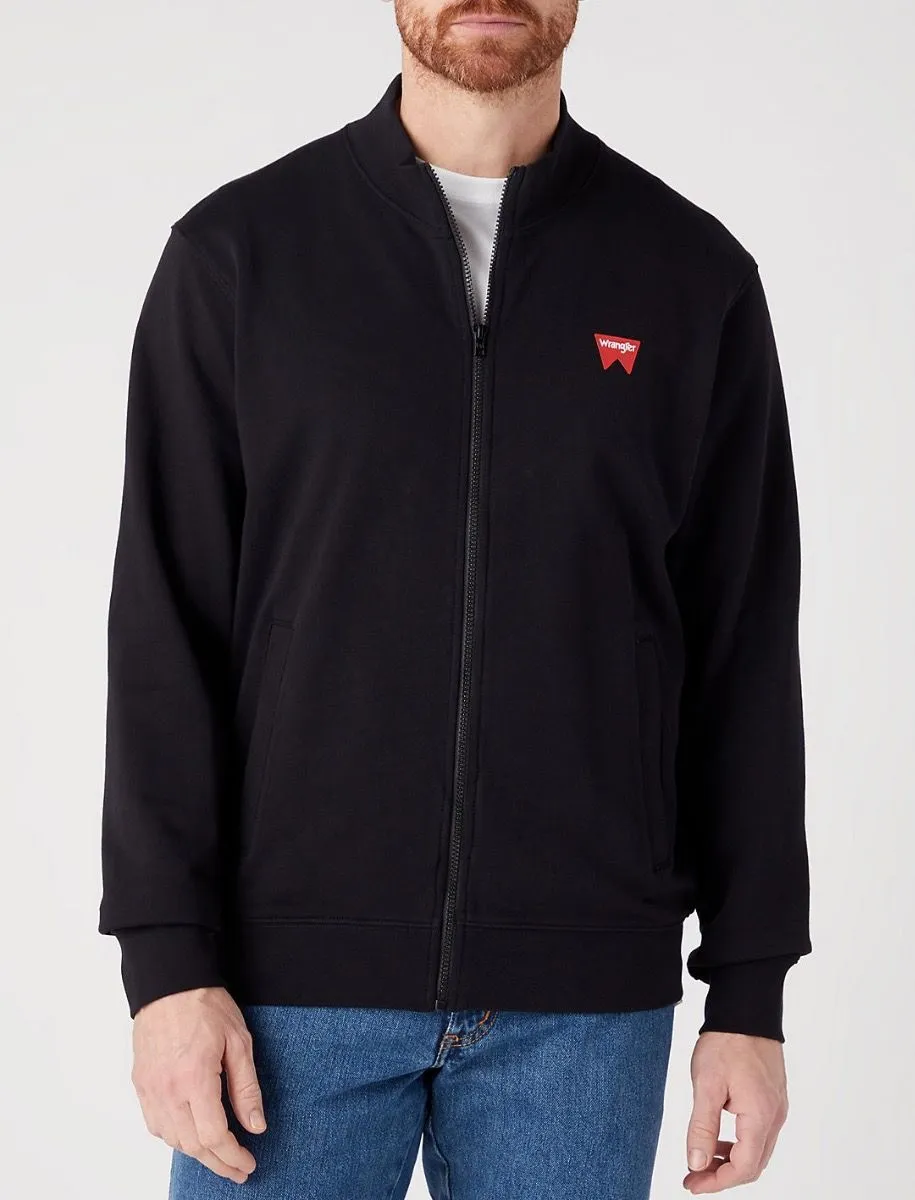 Wrangler Logo Zip Up Funnel Neck Sweatshirts Real Black