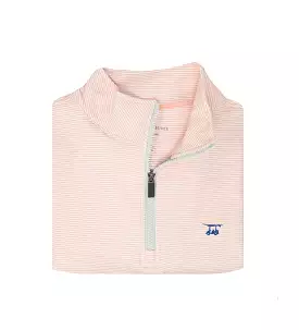 Youth Dogwood Quarter Zip - Peach/White Microstripe