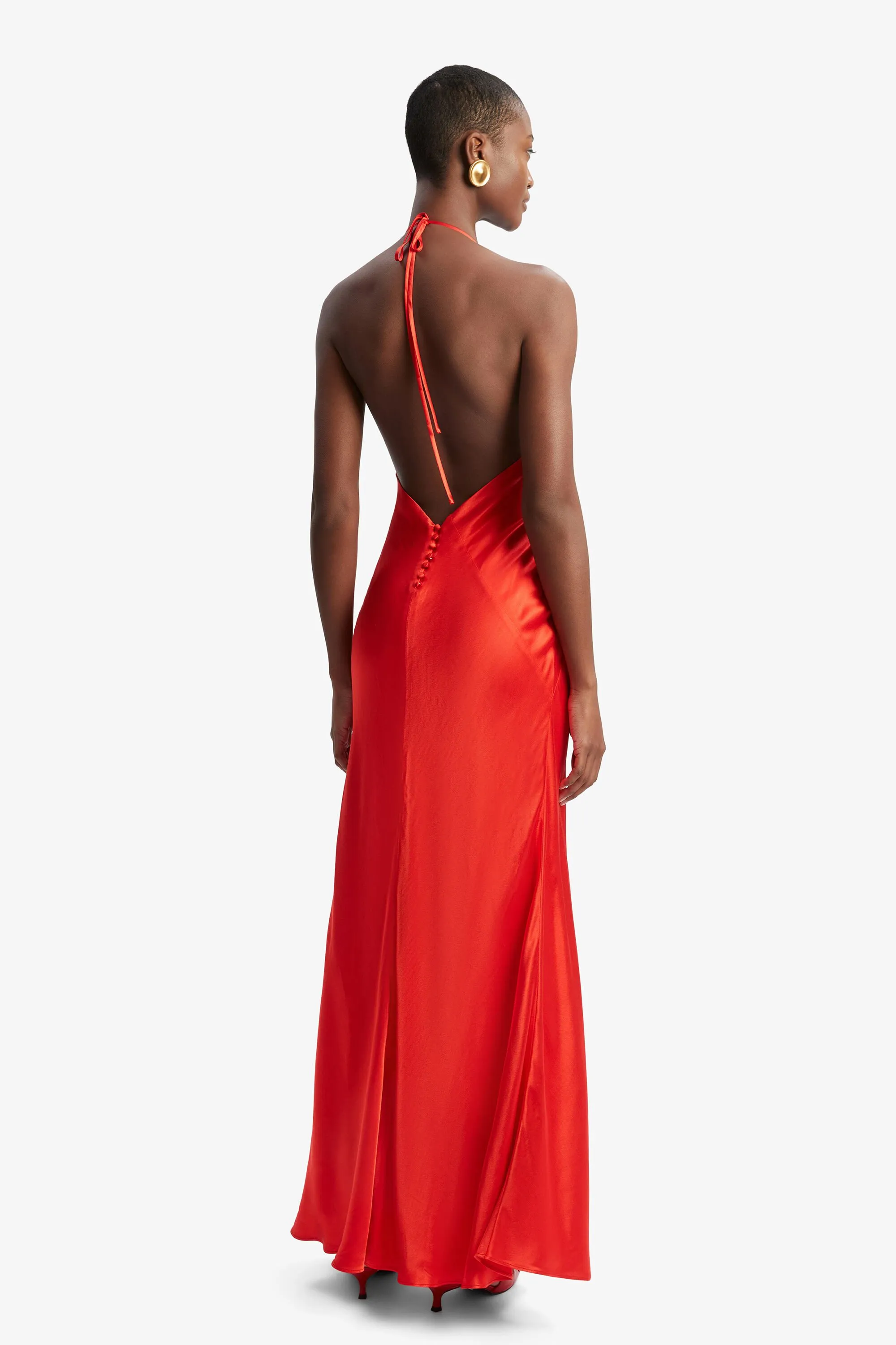 yve halter dress in fire red